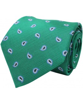 Corbata verde con bordado paisley de seda