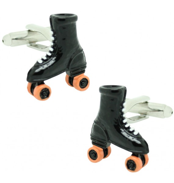 Black Roller Skates Cufflinks 