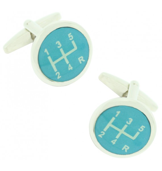 Blue Gear Lever Cufflinks 