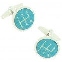 Blue Gear Lever Cufflinks 