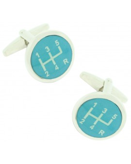 Blue Gear Lever Cufflinks 