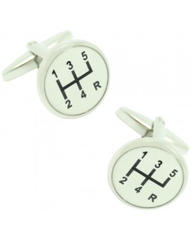 White Gear Lever Cufflinks 