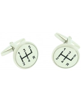 White Gear Lever Cufflinks  2