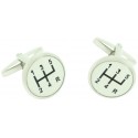 White Gear Lever Cufflinks 