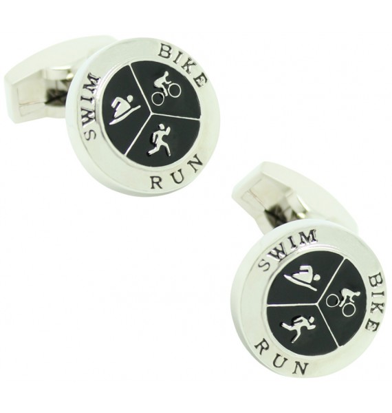 Round Triathlon Cufflinks 