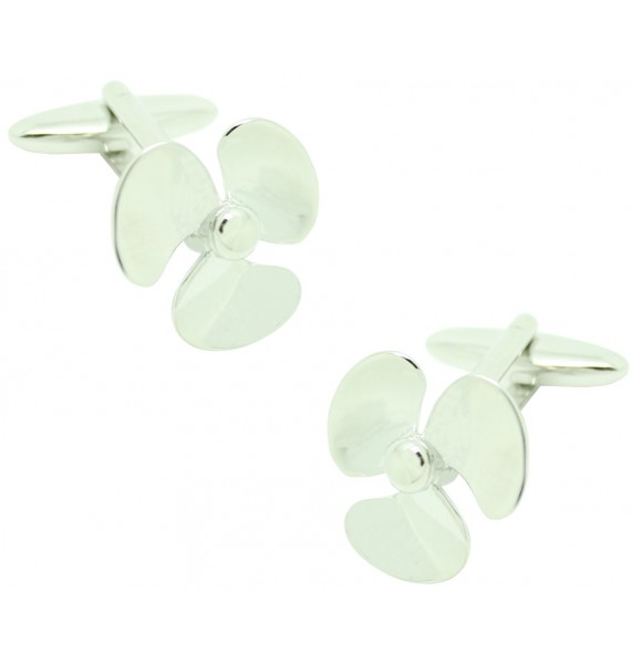 3D Silver Plated Boat Propeller Cufflinks 