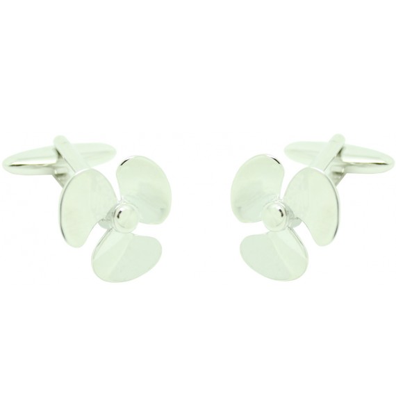 Gemelos para camisa Hélice de Barco Plateada 3D