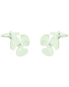 Gemelos para camisa Hélice de Barco Plateada 3D