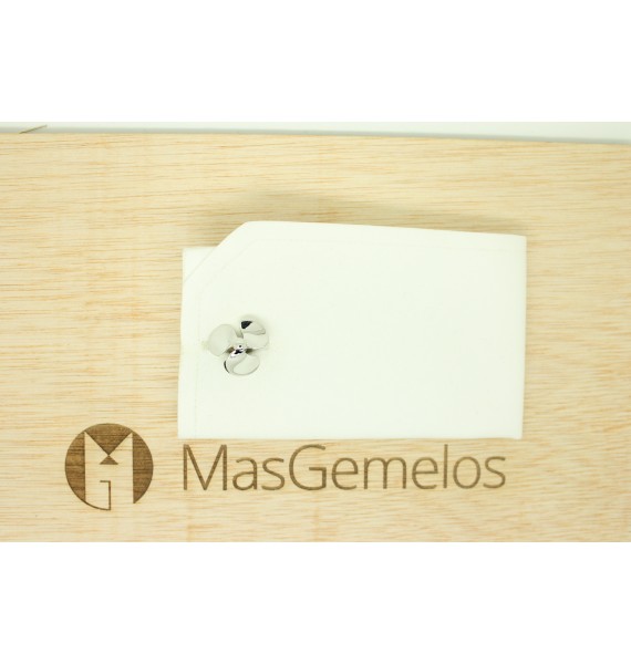 Gemelos para camisa Hélice de Barco Plateada 3D