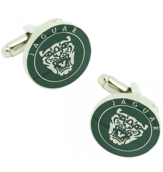 Green Jaguar Logo Grille Cufflinks 