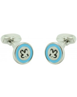 gemelos personalizados azul linea boton plateado