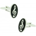 Black Oval Treble Clef Cufflinks 