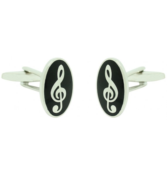 Black Oval Treble Clef Cufflinks 
