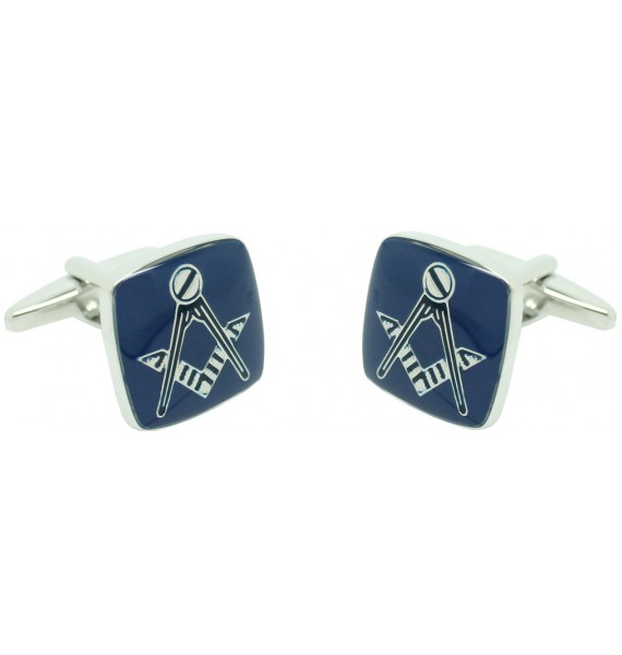Navy Square Masonry Symbol Cufflinks