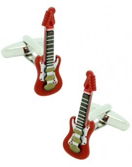 3D Red Electric Guitar Cufflinks 