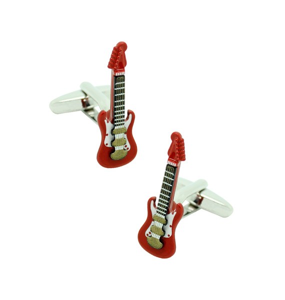 3D Red Electric Guitar Cufflinks 