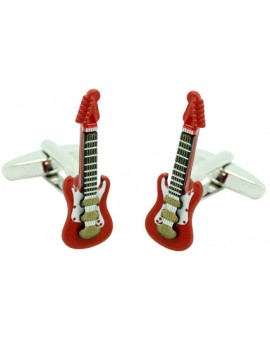 3D Red Electric Guitar Cufflinks  2
