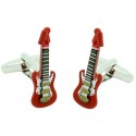 3D Red Electric Guitar Cufflinks 