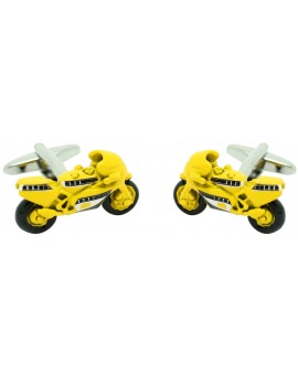 Yellow GP Bike Cufflinks  2