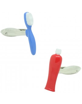 Gemelos Cepillo Azul y Pasta de Dientes Roja