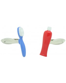 gemelos personalizados cepillo azul y pasta dentista