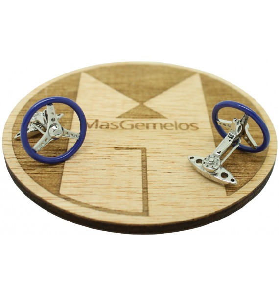 Gemelos para camisa Spinning Volante Azul GTO Steel