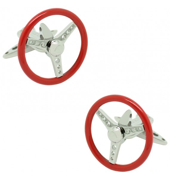 GTO Steel Red Spinning Volante Cufflinks 