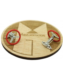 GTO Steel Red Spinning Volante Cufflinks  2