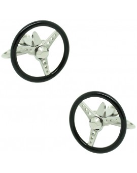 GTO Steel Black Spinning Volante Cufflinks 