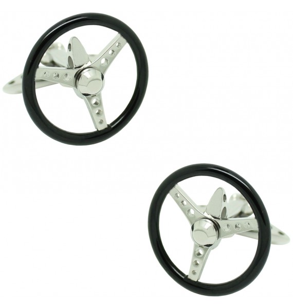 GTO Steel Black Spinning Volante Cufflinks 