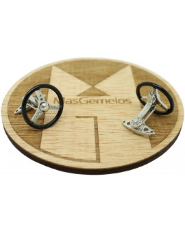 GTO Steel Black Spinning Volante Cufflinks 