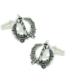 Gemelos Escudo Jurídico Militar Plata de Ley 925 PREMIUM