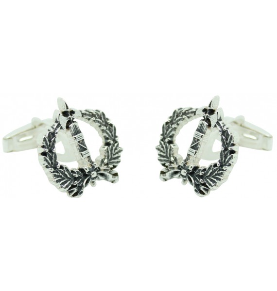 Gemelos Escudo Jurídico Militar Plata de Ley 925 PREMIUM