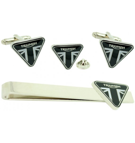 Pack Gemelos, Pisacorbatas y Pin Nuevo Logo Triumph 