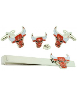 Chicago Bulls Cufflinks,Tie Bar and Pin Gift Set