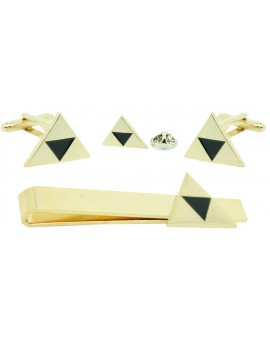 Gold Plated Zelda Cufflinks,Tie Bar and Pin Gift Set