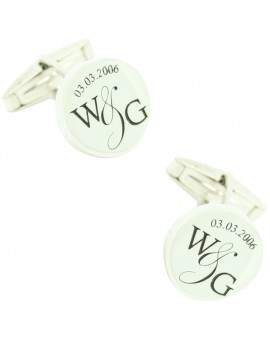 Gemelos de iniciales personalizadas con fecha