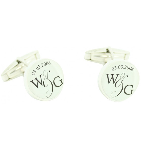 gemelos para boda Iniciales y fecha de compromiso