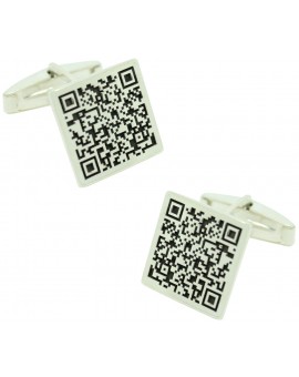 Gemelos Cuadrado con código QR Plata 925