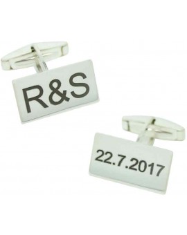 Gemelos para camisa iniciales Rectangulares Plata 925 
