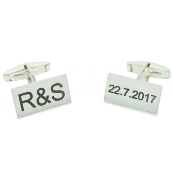 gemelos para boda rectangular fechas e iniciales