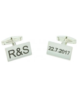 gemelos para boda rectangular fechas e iniciales