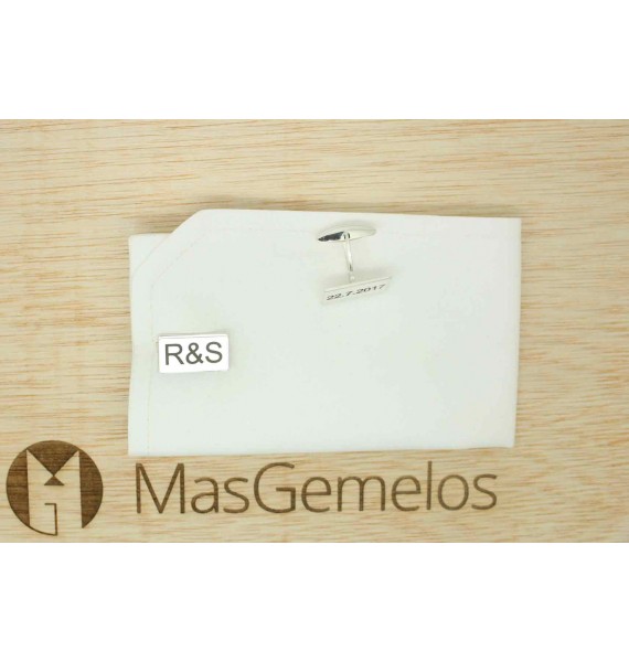 gemelos personalizados Iniciales y fecha plata de ley 925