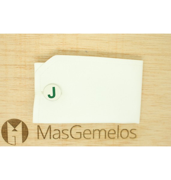 combinacion gemelos R y J esmaltado plata de ley color verde