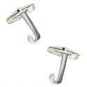 Gemelos camisa Plata de ley Inicial personalizada