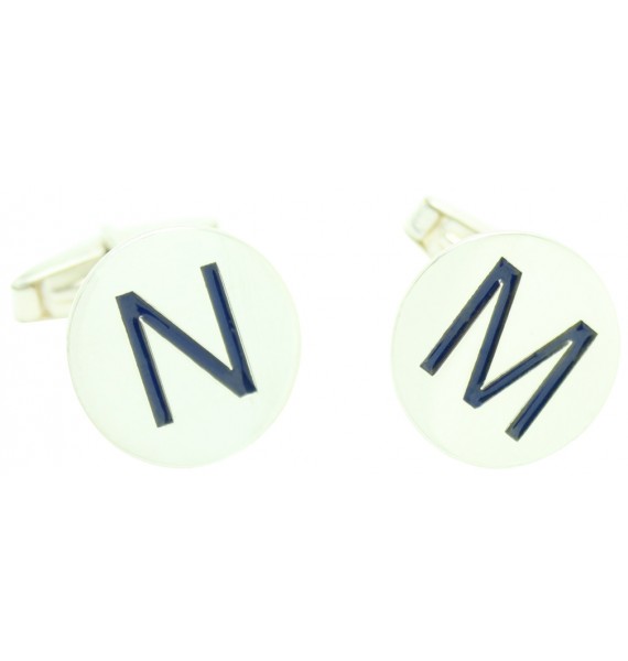 gemelos para camisa de iniciales esmaltado plata