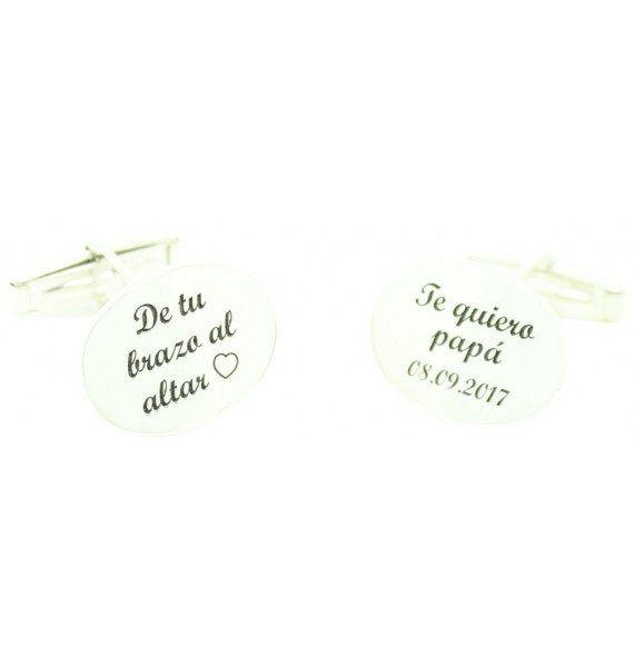 gemelos personalizados frase grabada plata de ley