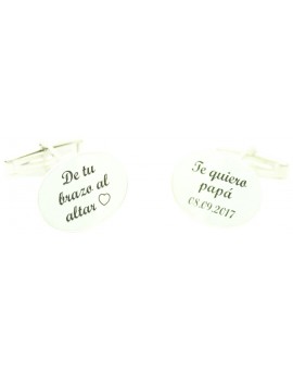 gemelos personalizados frase grabada plata de ley