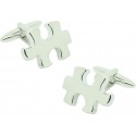 Silver Plated Puzzle Piece 3D Cufflinks 