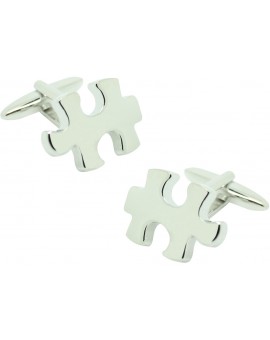 Silver Plated Puzzle Piece 3D Cufflinks 